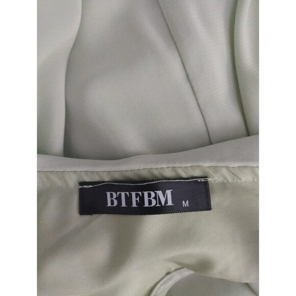 Mint green v-neck ruffle wrap front elastic waist maxi dress by BTFBM M. - Picture 3 of 7